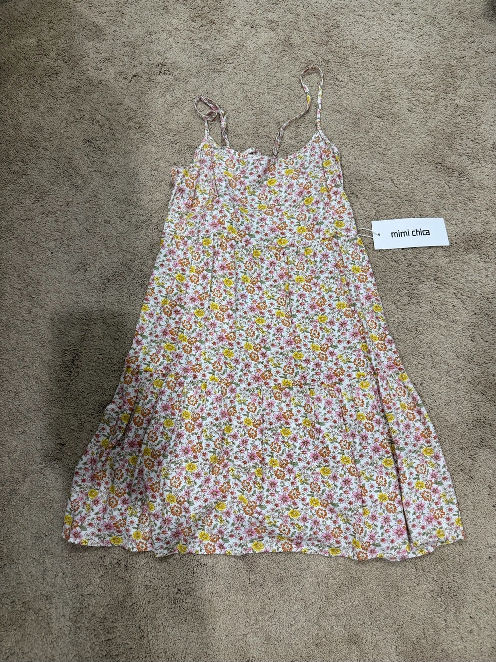 Mimi Chica Floral Babydoll Mini Dress, Pink, Size Small